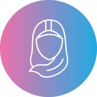 Hijab Line Gradient Circle Icon vector