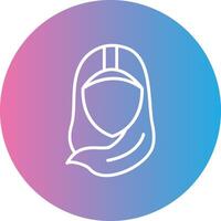 Hijab Line Gradient Circle Icon vector