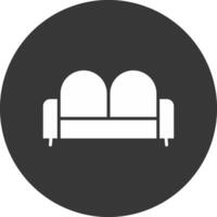 sofá cama glifo invertido icono vector