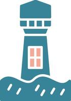 Lighthouse Glyph Two Color Icon vector