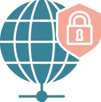 global seguridad glifo dos color icono vector