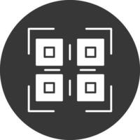 qr código glifo invertido icono vector