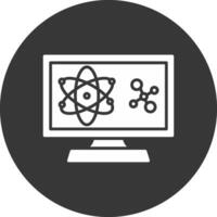 computadora Ciencias glifo invertido icono vector
