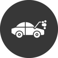 coche Descompostura glifo invertido icono vector