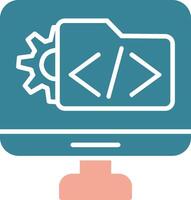 icono de dos colores de glifo de desarrollo de software vector