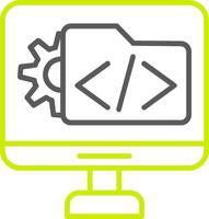 línea de desarrollo de software icono de dos colores vector