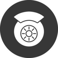 Brake Disc Glyph Inverted Icon vector