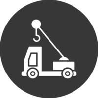 Crane Truck Glyph Inverted Icon vector