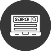 Search Engine Glyph Inverted Icon vector
