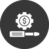 dinero administración glifo invertido icono vector