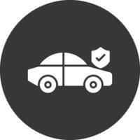coche seguro glifo invertido icono vector