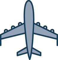 Plane Line Filled Grey Icon vector