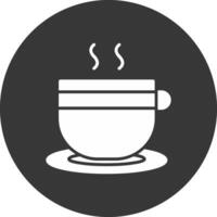 taza para té glifo invertido icono vector