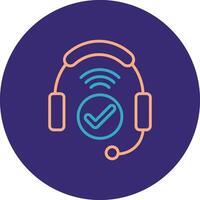 Headphones Line Two Color Circle Icon vector