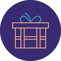 Gift Box Line Two Color Circle Icon vector