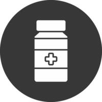 Pill Jar Glyph Inverted Icon vector