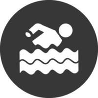 icono de glifo invertido de natación vector