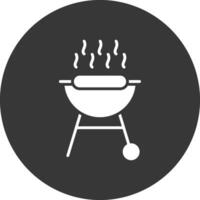 BBQ Grill Glyph Inverted Icon vector