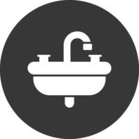 lavabo glifo invertido icono vector