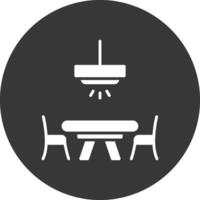 cena mesa glifo invertido icono vector