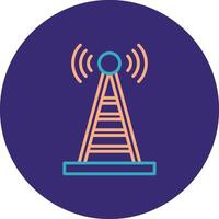 Radio Tower Line Two Color Circle Icon vector