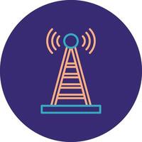 Radio Tower Line Two Color Circle Icon vector