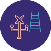Railroad Crossing Line Two Color Circle Icon vector