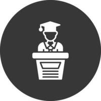 icono de glifo de graduación invertido vector