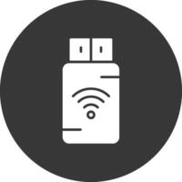 memoria USB glifo invertido icono vector