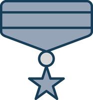 medalla línea lleno gris icono vector