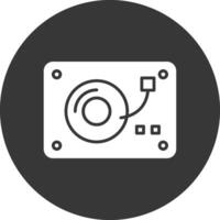 Turntable Glyph Inverted Icon vector