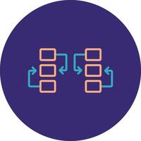 Flow Chart Line Two Color Circle Icon vector