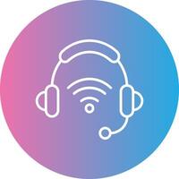 Headphones Line Gradient Circle Icon vector