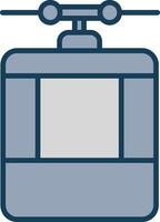 Cable Car Line Filled Grey Icon vector