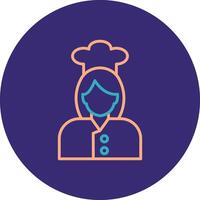 Chef Line Two Color Circle Icon vector