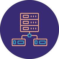 Data Network Line Two Color Circle Icon vector