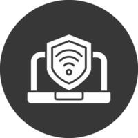 Security Laptop Connect Glyph Inverted Icon vector