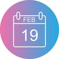 February Line Gradient Circle Icon vector