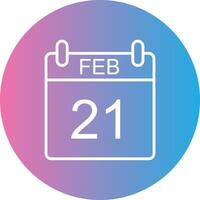 February Line Gradient Circle Icon vector