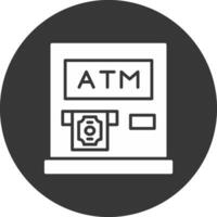 Atm Machine Glyph Inverted Icon vector