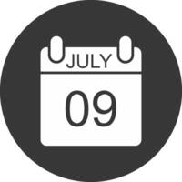 julio glifo invertido icono vector