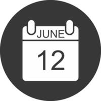 junio glifo invertido icono vector