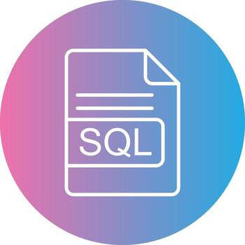 sql archivo formato línea degradado circulo icono vector