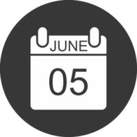 junio glifo invertido icono vector