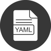 yaml archivo formato glifo invertido icono vector