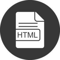 HTML File Format Glyph Inverted Icon vector
