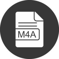 m4a archivo formato glifo invertido icono vector