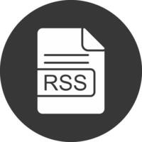 rss archivo formato glifo invertido icono vector