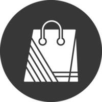 icono de glifo de bolsa de compras invertido vector