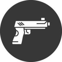 icono de glifo de pistola invertido vector